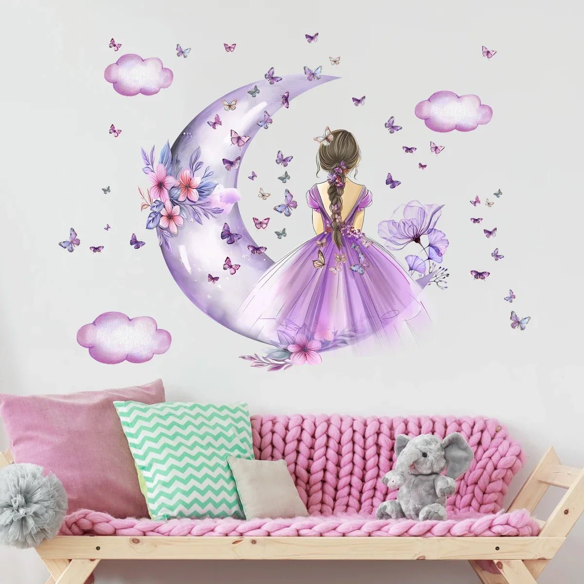 Décoration Murale - PrincesseSticker™ - Lune Mauve - Bébé Chez Nous