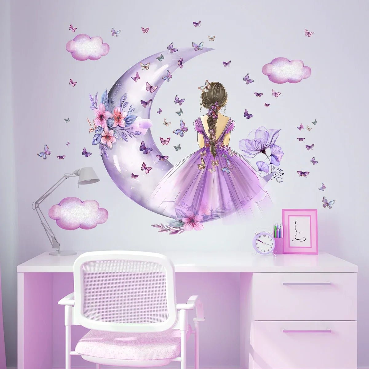 Décoration Murale - PrincesseSticker™ - Lune Mauve - Bébé Chez Nous