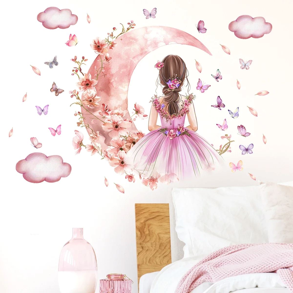Décoration Murale - PrincesseSticker™ - Lune Rose - Bébé Chez Nous