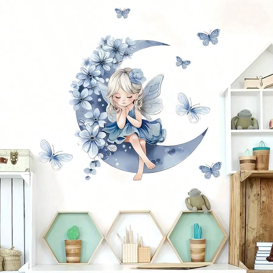 Décoration Murale - PrincesseSticker™ - Lune Bleue - Bébé Chez Nous