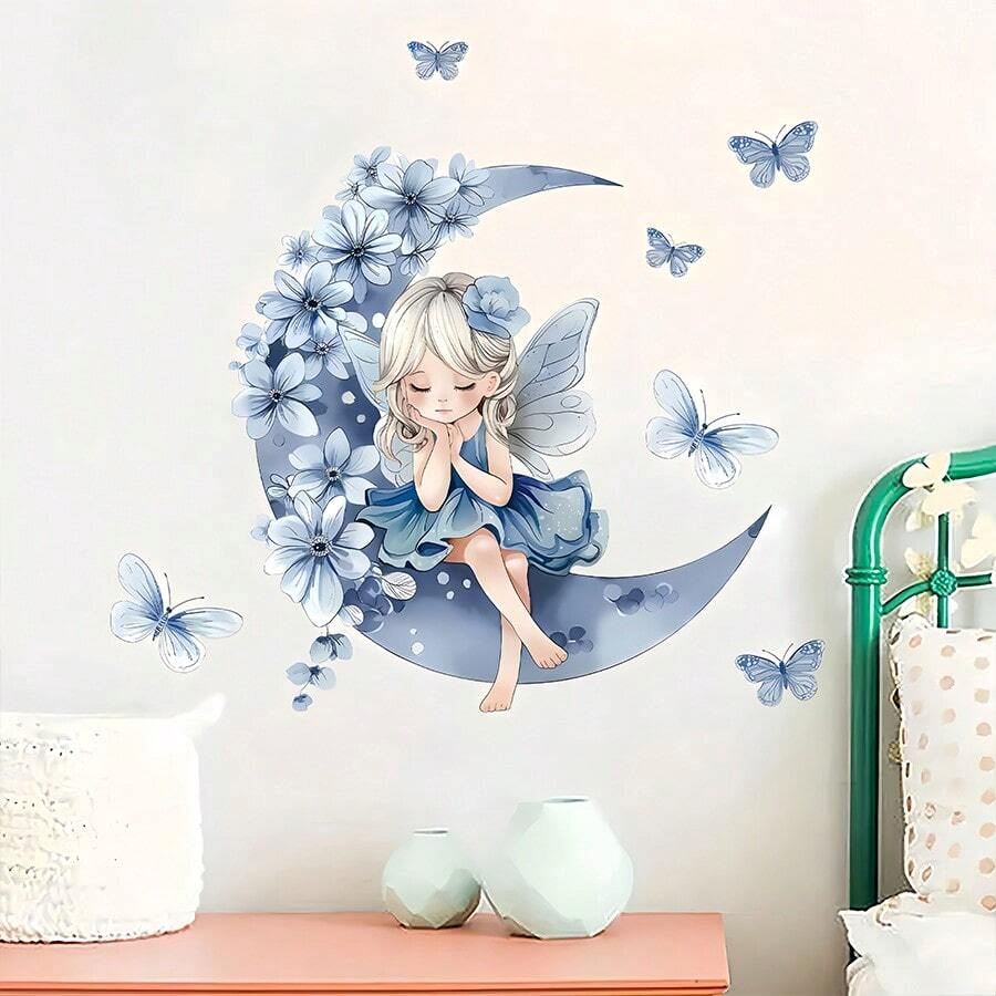 Décoration Murale - PrincesseSticker™ - Lune Bleue - Bébé Chez Nous