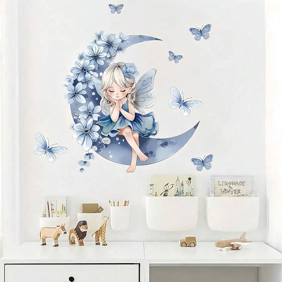 Décoration Murale - PrincesseSticker™ - Lune Bleue - Bébé Chez Nous