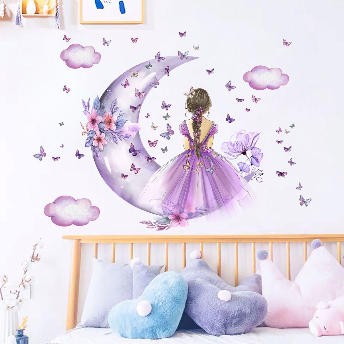 Décoration Murale - PrincesseSticker™ - Lune Mauve - Bébé Chez Nous