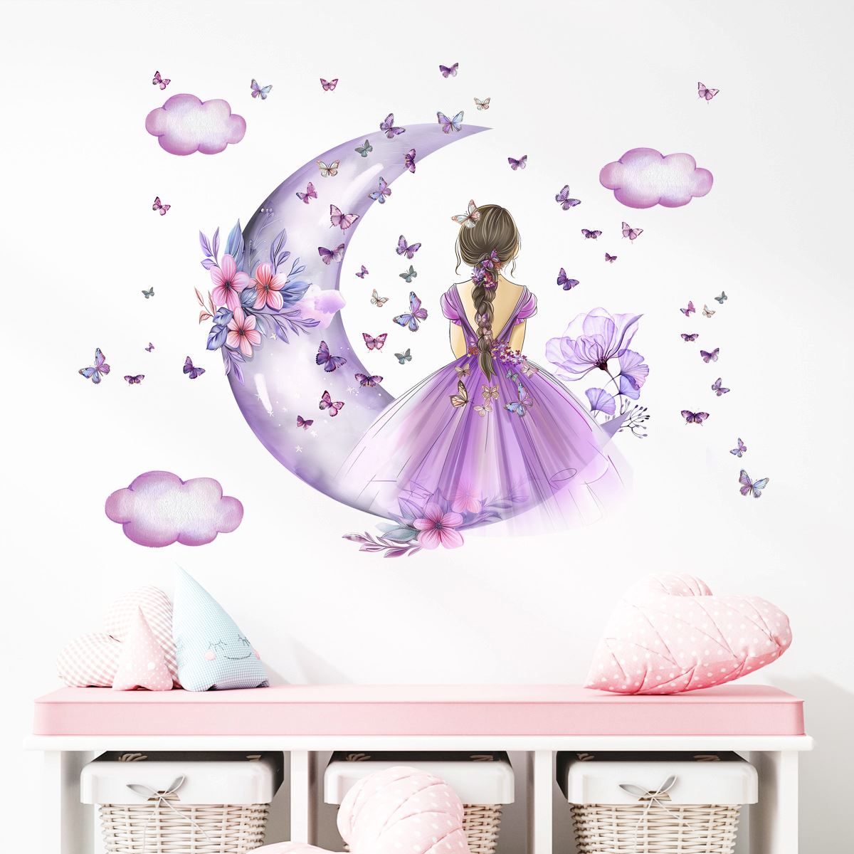 Décoration Murale - PrincesseSticker™ - Lune Mauve - Bébé Chez Nous
