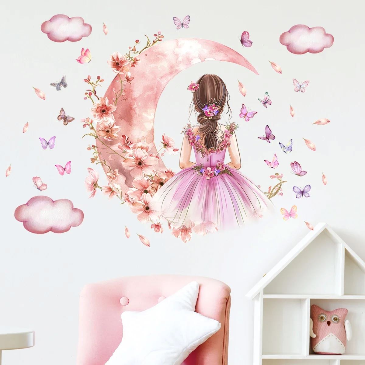 Décoration Murale - PrincesseSticker™ - Lune Rose - Bébé Chez Nous