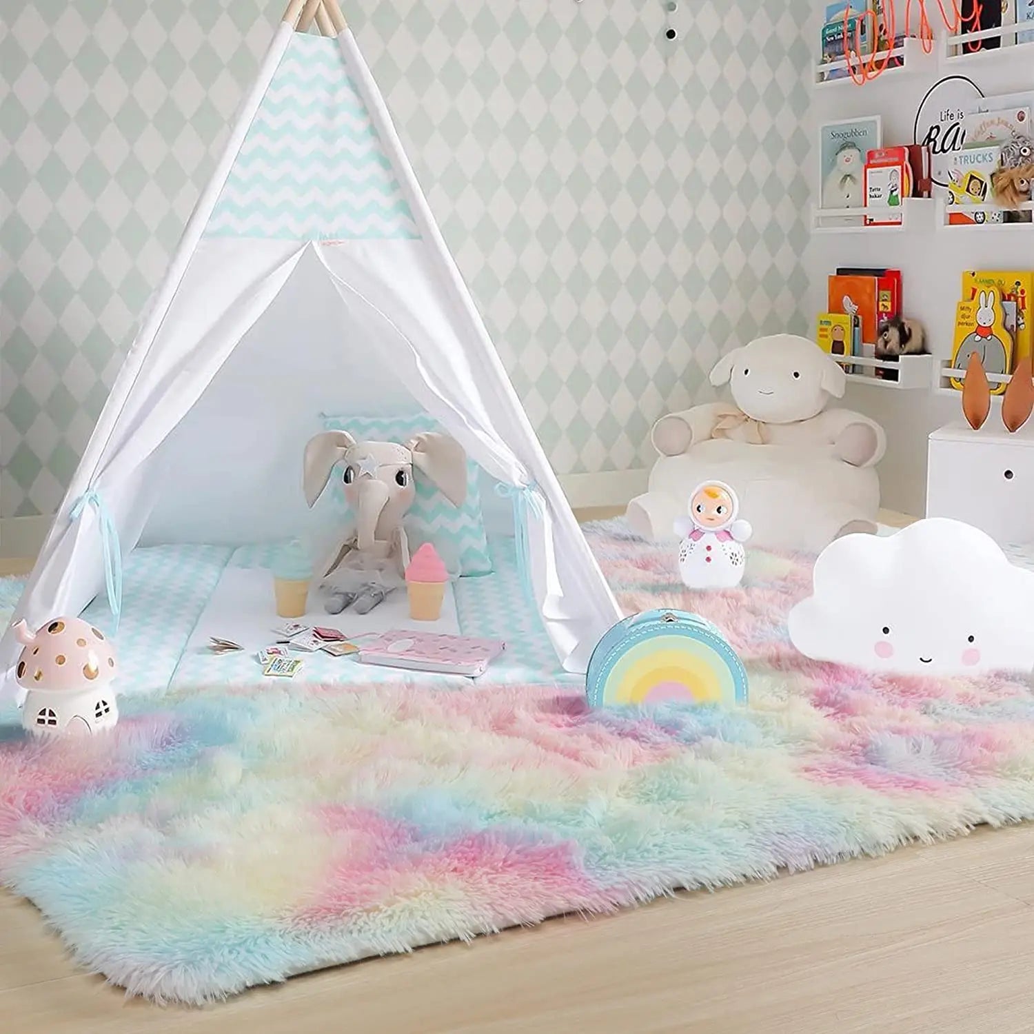 Tapis en Fourrure - HairyRugs™ - Arc - en - ciel - Bébé Chez Nous